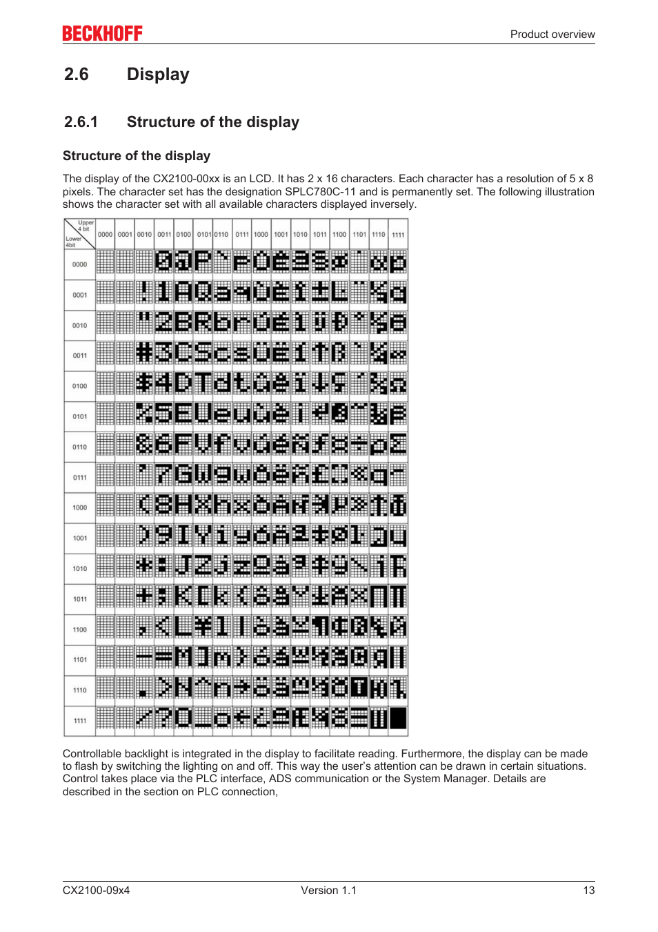 6 display, 1 structure of the display | BECKHOFF CX2100­09x4 User Manual | Page 13 / 87