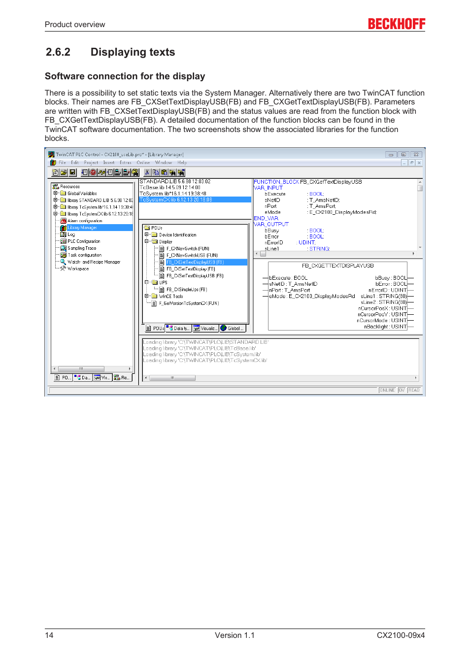 2 displaying texts | BECKHOFF CX2100­09x4 User Manual | Page 14 / 87