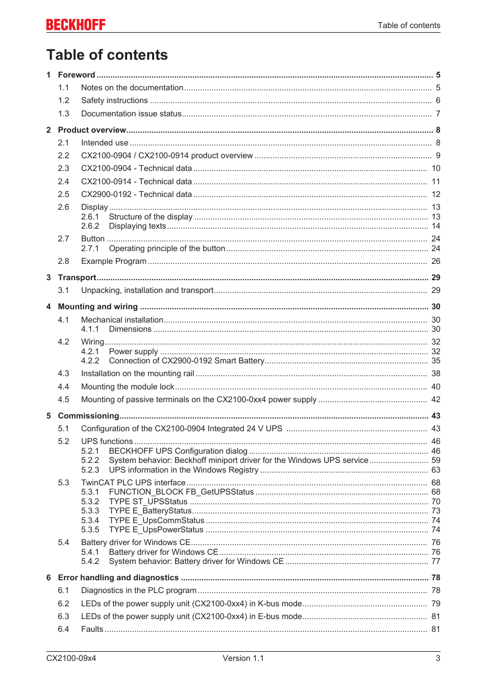 BECKHOFF CX2100­09x4 User Manual | Page 3 / 87