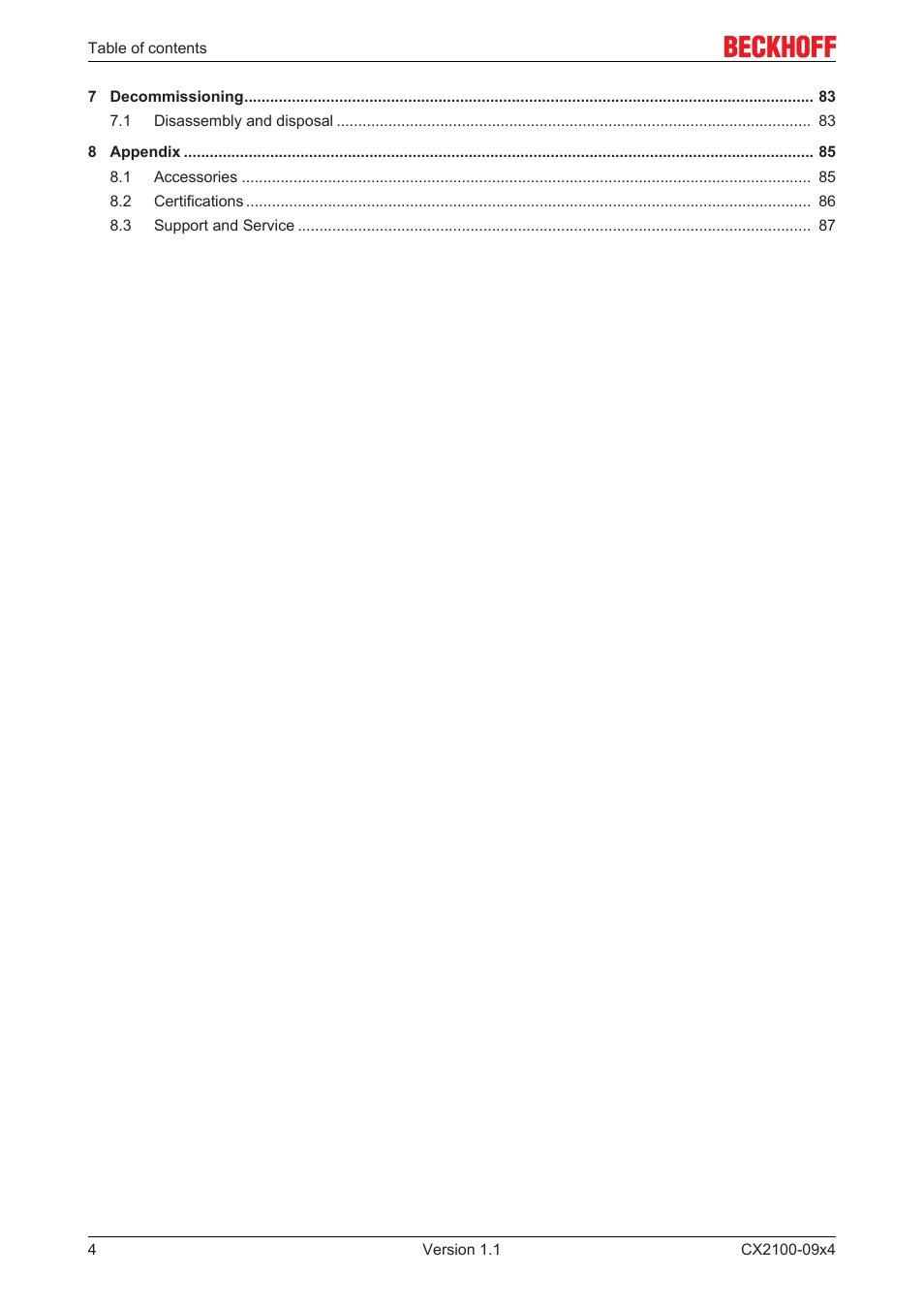 BECKHOFF CX2100­09x4 User Manual | Page 4 / 87