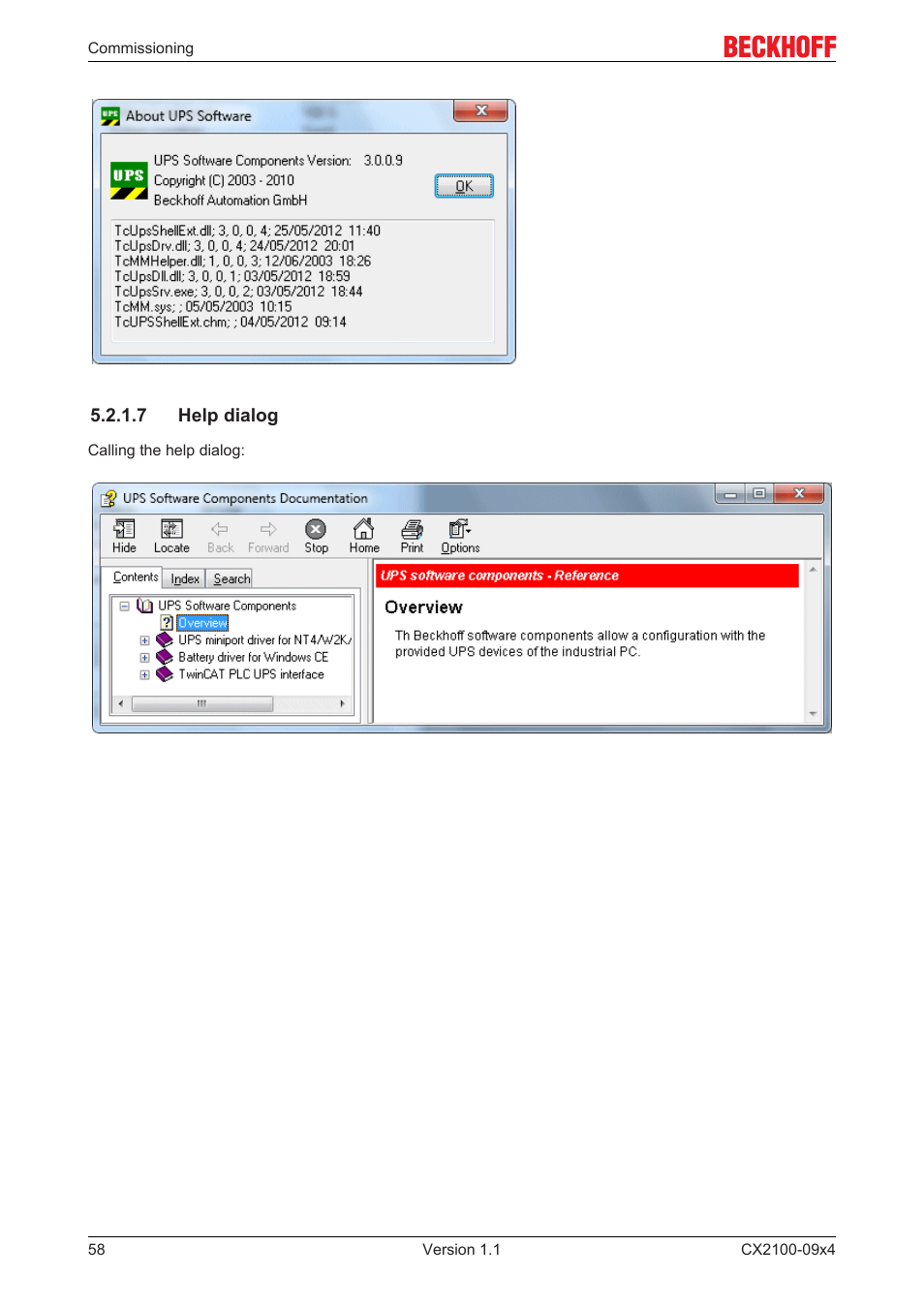 7 help dialog | BECKHOFF CX2100­09x4 User Manual | Page 58 / 87