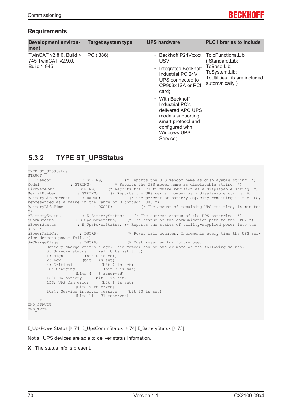 2 type st_upsstatus | BECKHOFF CX2100­09x4 User Manual | Page 70 / 87