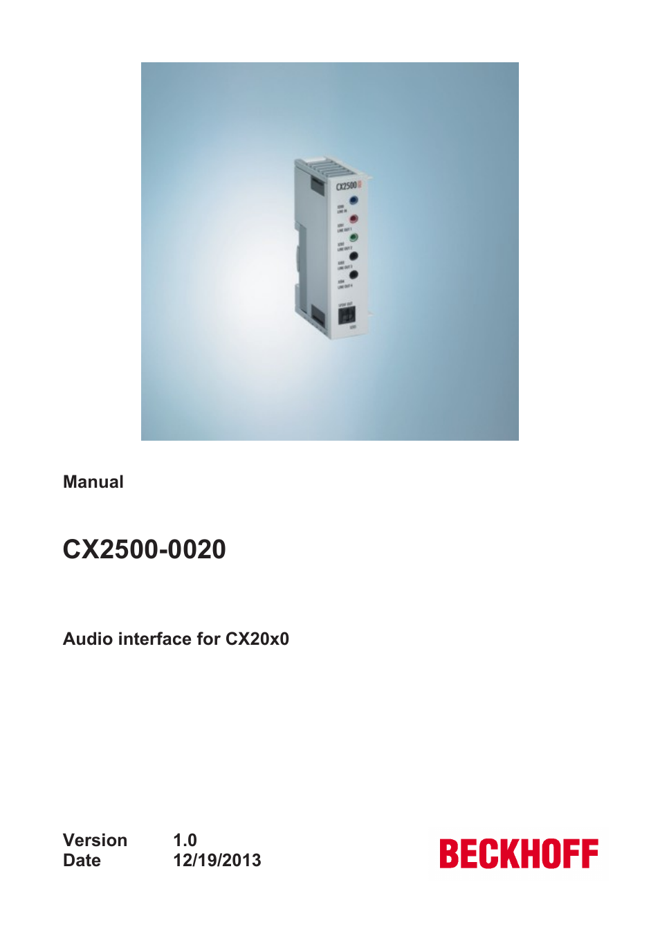 BECKHOFF CX2500­0020 User Manual | 26 pages