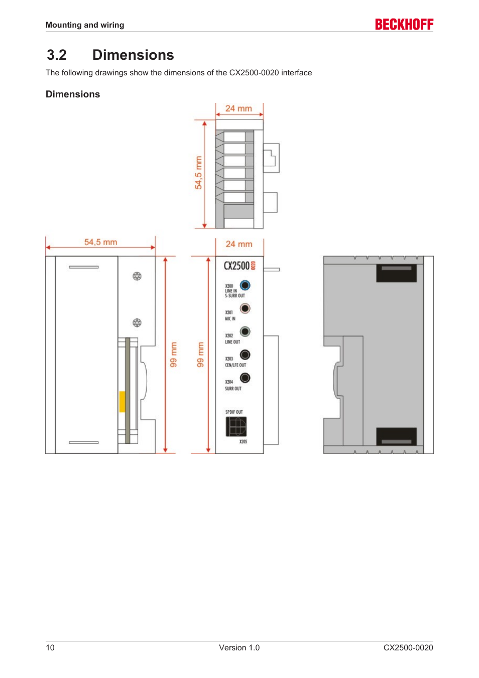 2 dimensions | BECKHOFF CX2500­0020 User Manual | Page 10 / 26