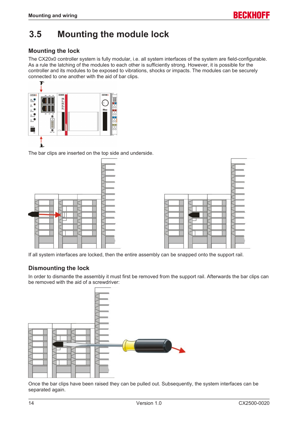 5 mounting the module lock | BECKHOFF CX2500­0020 User Manual | Page 14 / 26