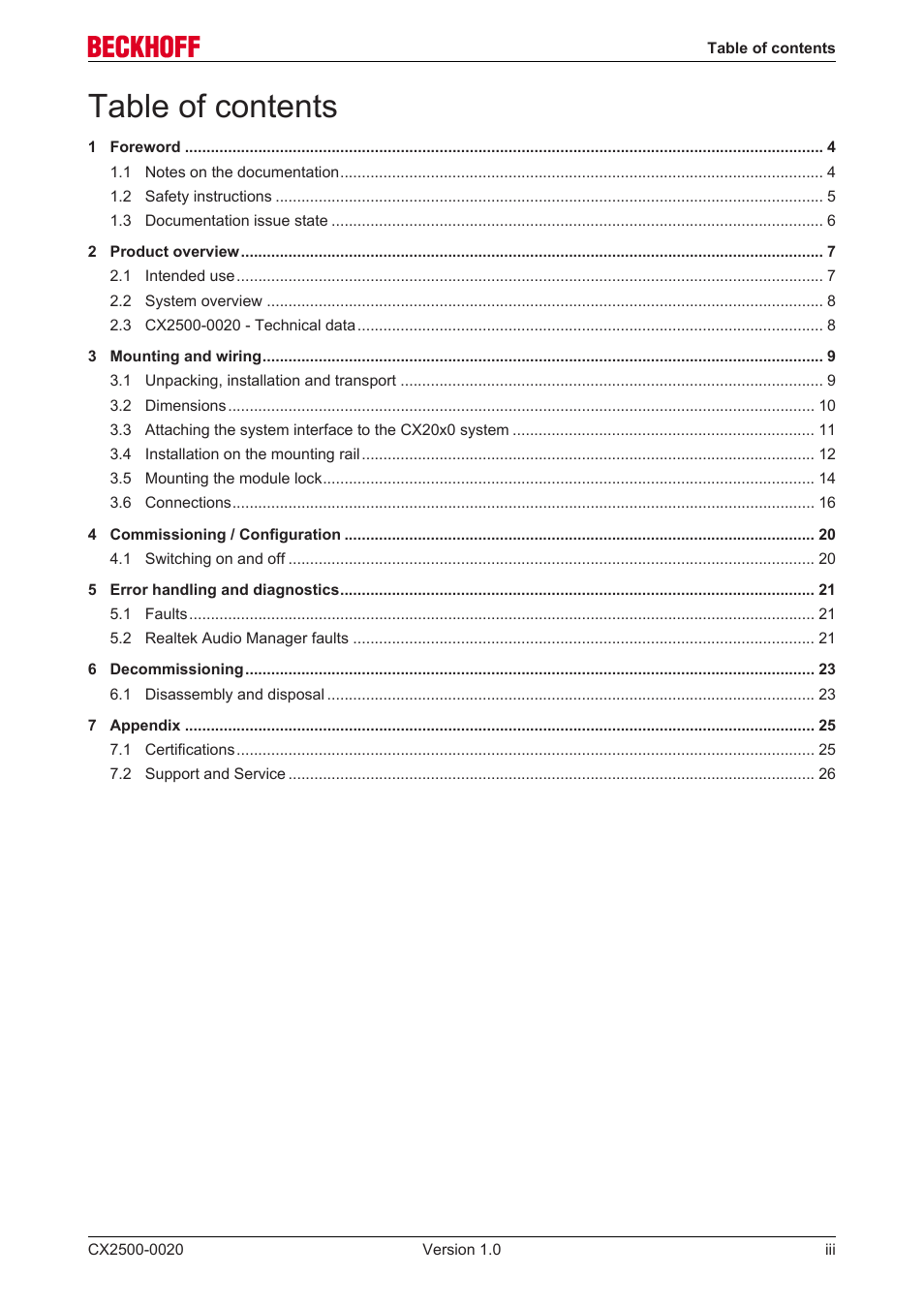 BECKHOFF CX2500­0020 User Manual | Page 3 / 26