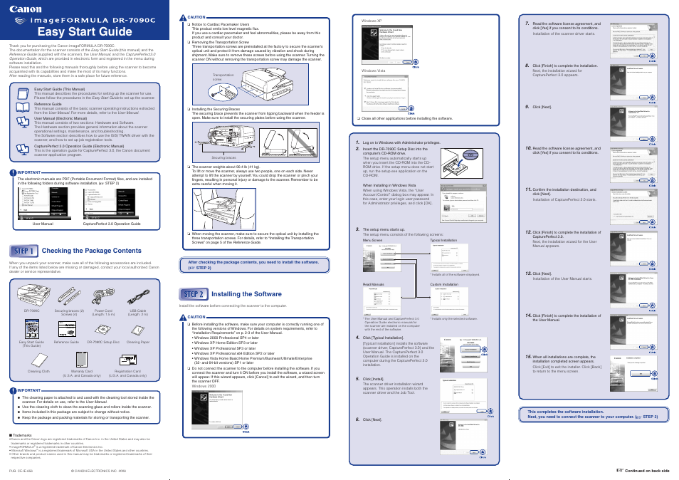 Canon IMAGEFORMULA DR-7090C User Manual | 2 pages