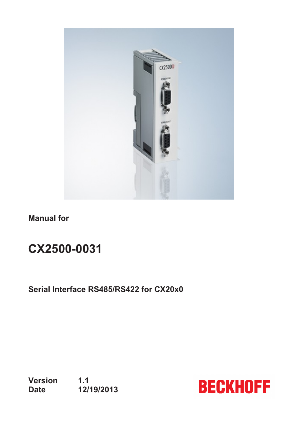 BECKHOFF CX2500­0031 User Manual | 27 pages