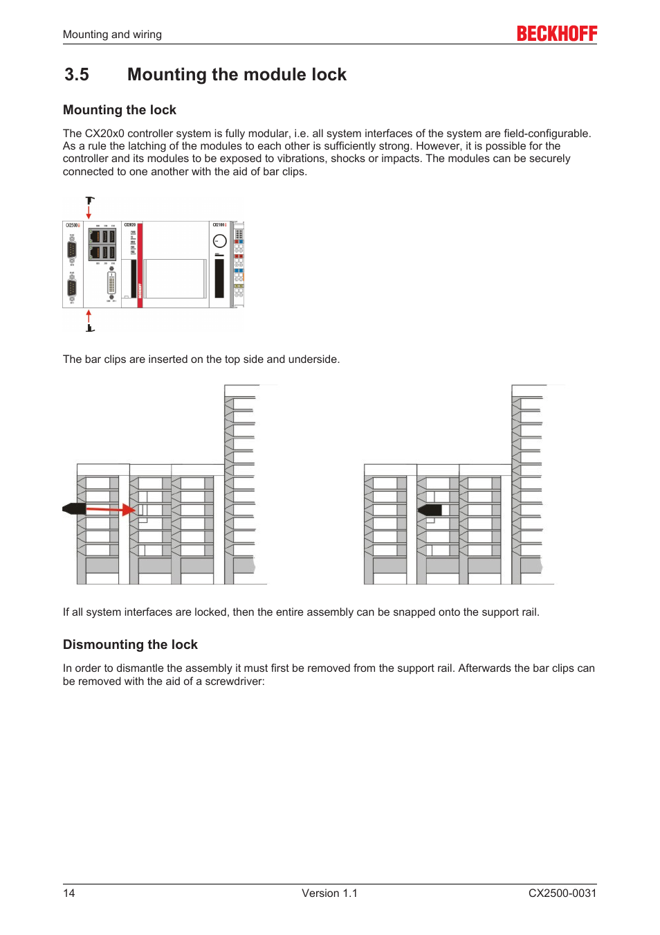 5 mounting the module lock | BECKHOFF CX2500­0031 User Manual | Page 14 / 27