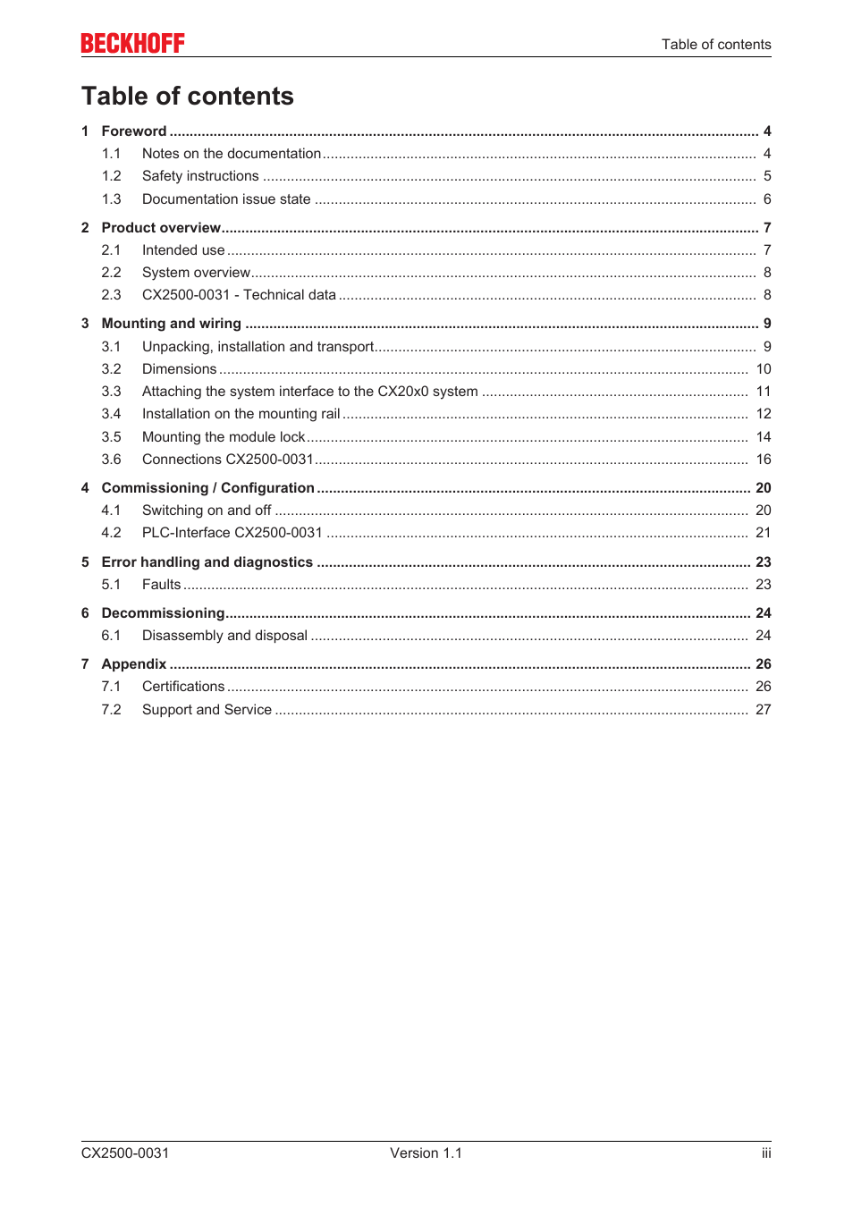 BECKHOFF CX2500­0031 User Manual | Page 3 / 27