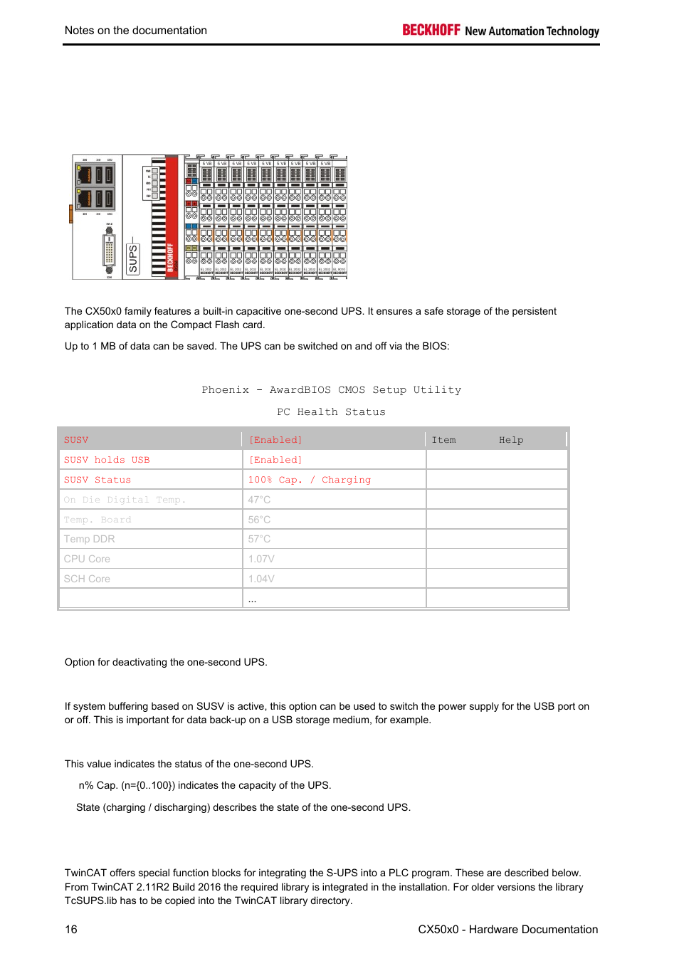 Second-ups, S-ups: capacitive seconds ups | BECKHOFF CX50x0 User Manual | Page 18 / 77