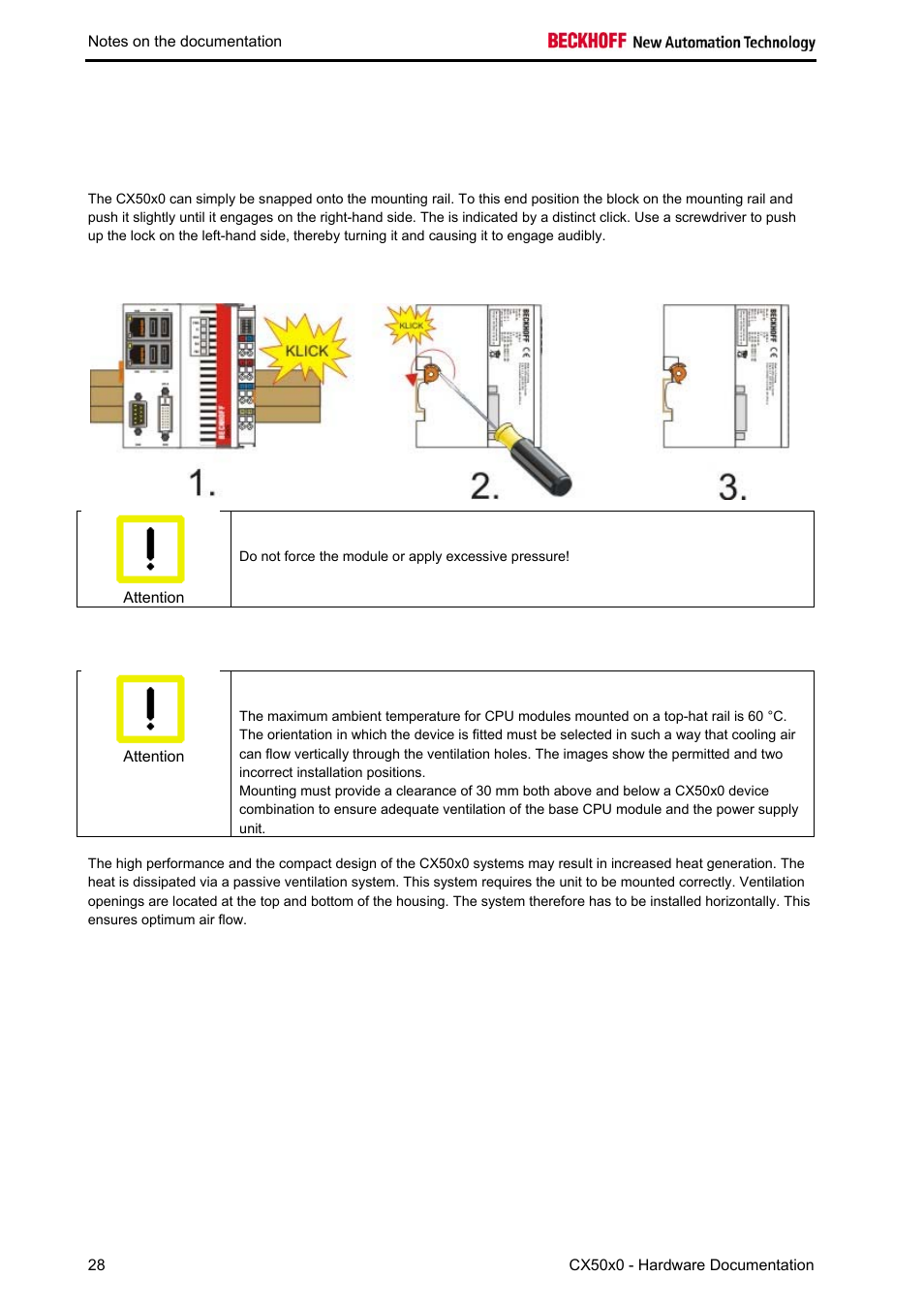 Installation position | BECKHOFF CX50x0 User Manual | Page 30 / 77