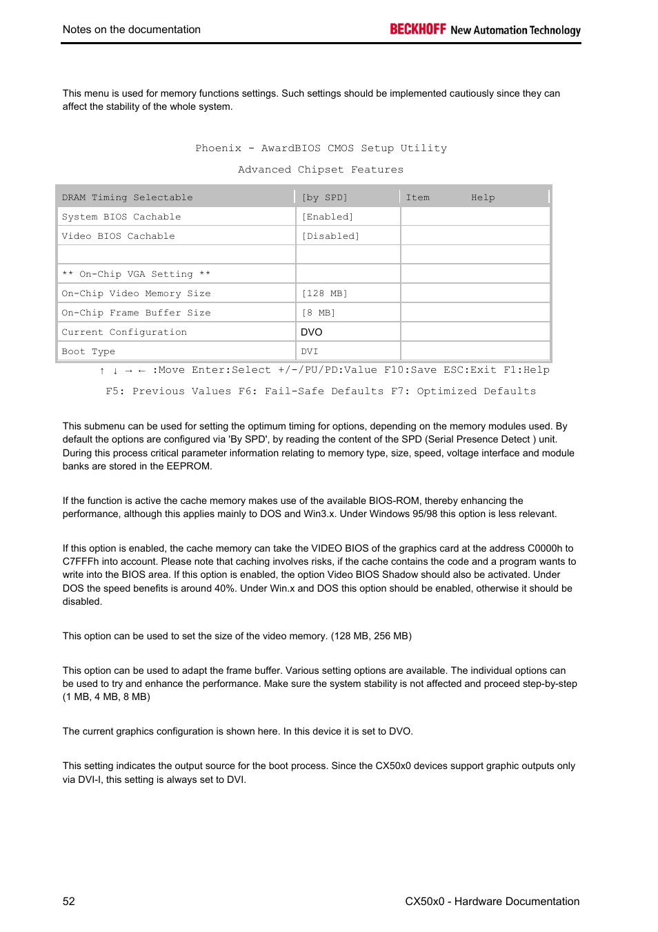 Advanced chipset features | BECKHOFF CX50x0 User Manual | Page 54 / 77