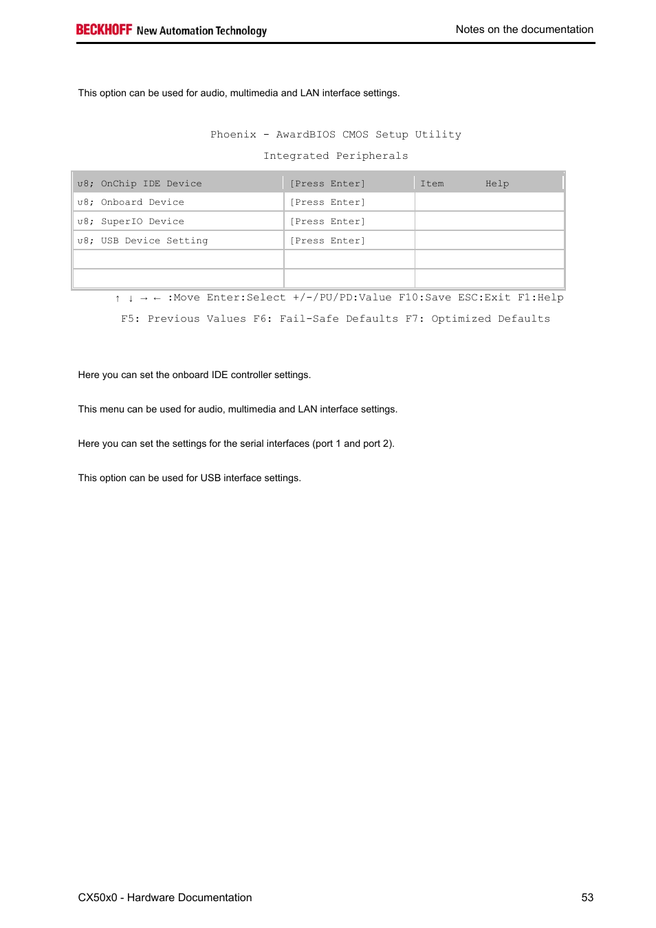 Integrated peripherals | BECKHOFF CX50x0 User Manual | Page 55 / 77