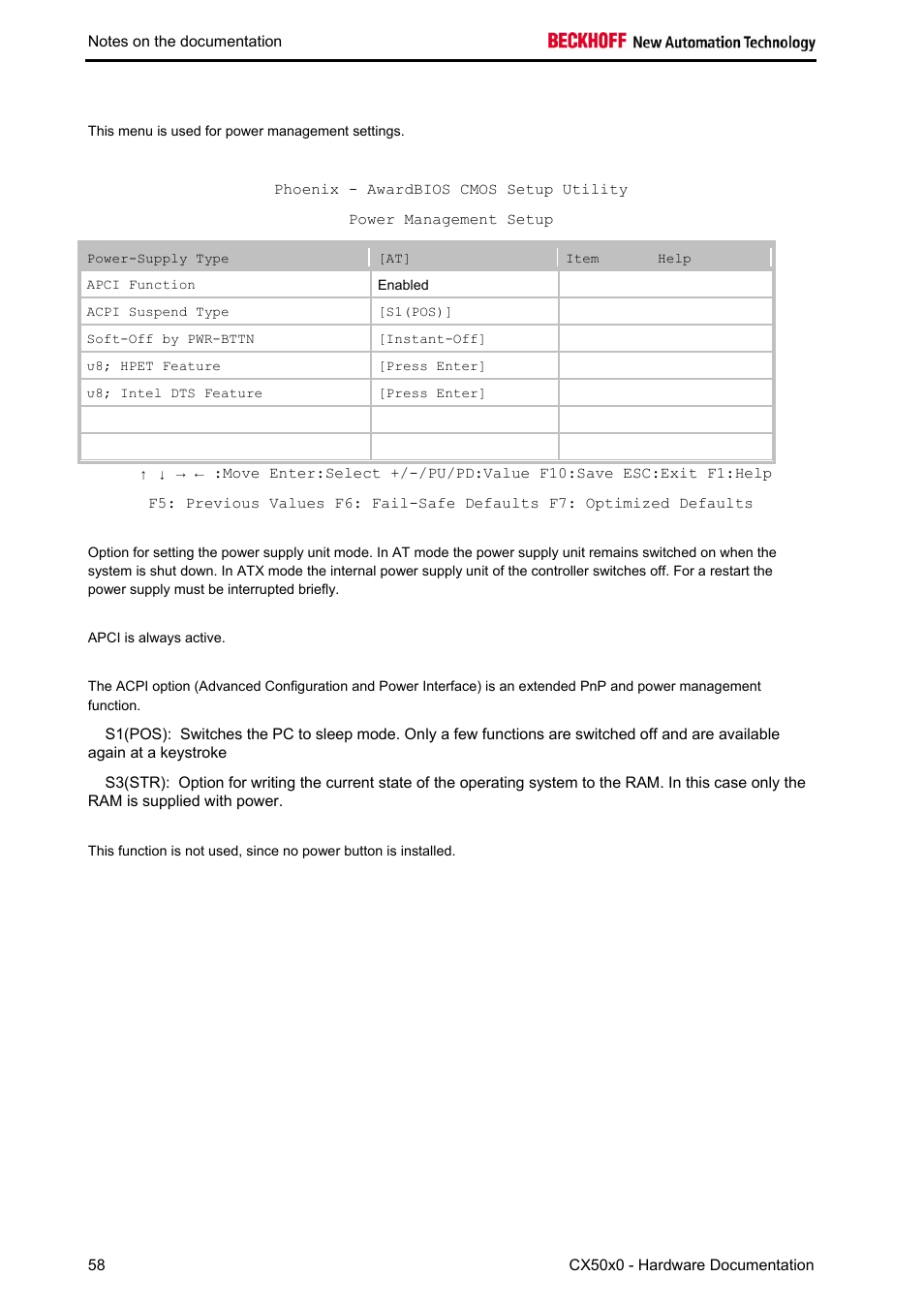 Power management setup | BECKHOFF CX50x0 User Manual | Page 60 / 77