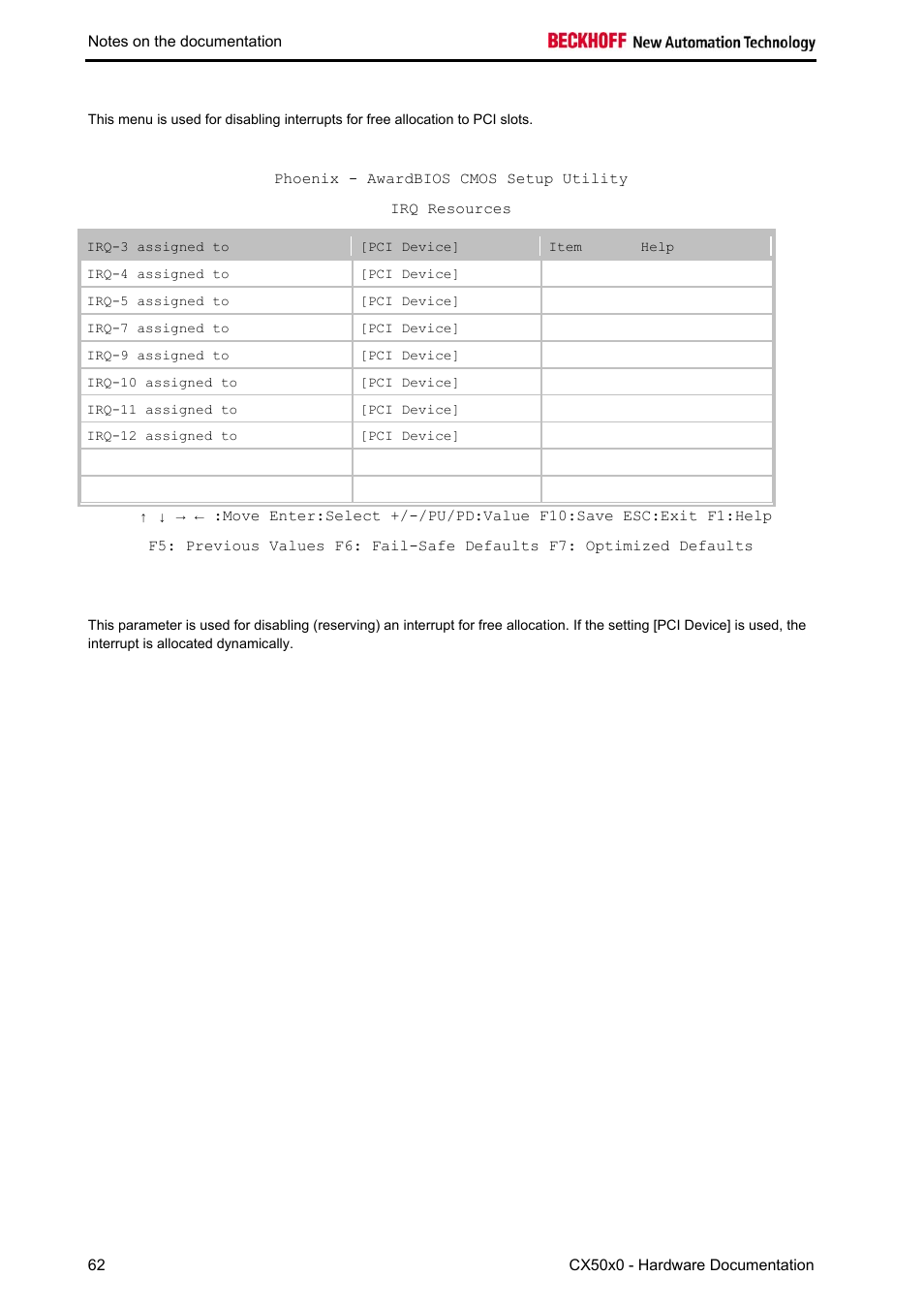 Irq resources | BECKHOFF CX50x0 User Manual | Page 64 / 77