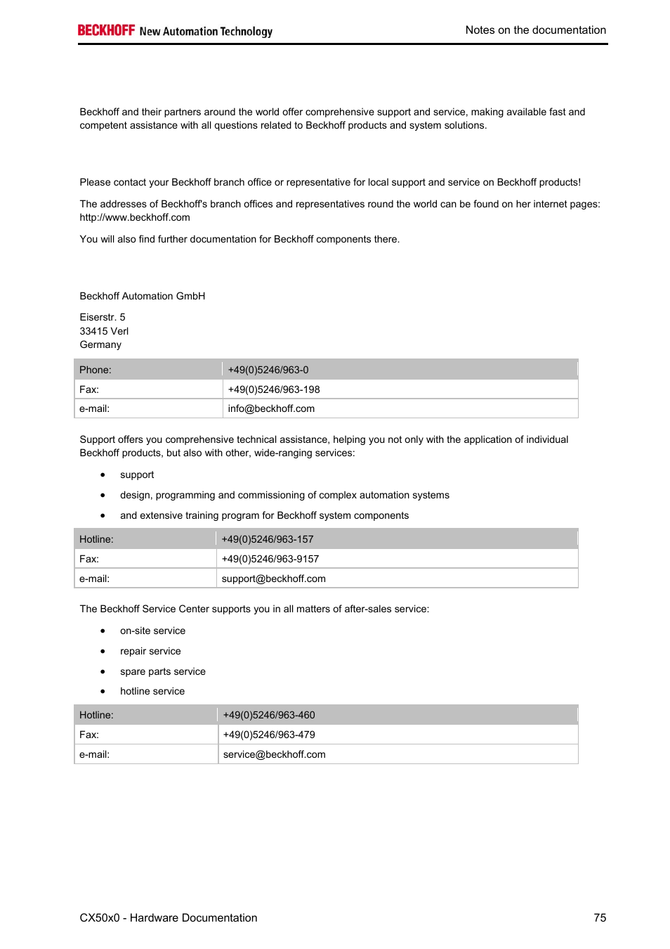 Support and service, Beckhoff's branch offices and representatives, Beckhoff headquarters | BECKHOFF CX50x0 User Manual | Page 77 / 77