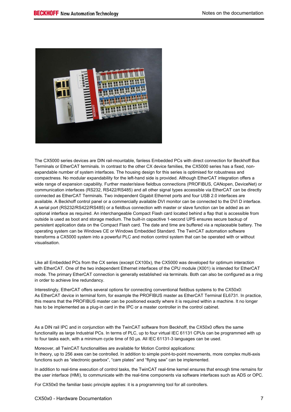 System overview, The system, Ethercat as a fast i/o system | BECKHOFF CX50x0 User Manual | Page 9 / 77