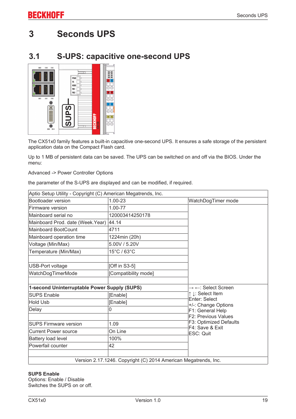 3 seconds ups, 1 s-ups: capacitive one-second ups, 3seconds ups | 1 s­ups: capacitive one­second ups | BECKHOFF CX51x0 User Manual | Page 19 / 87