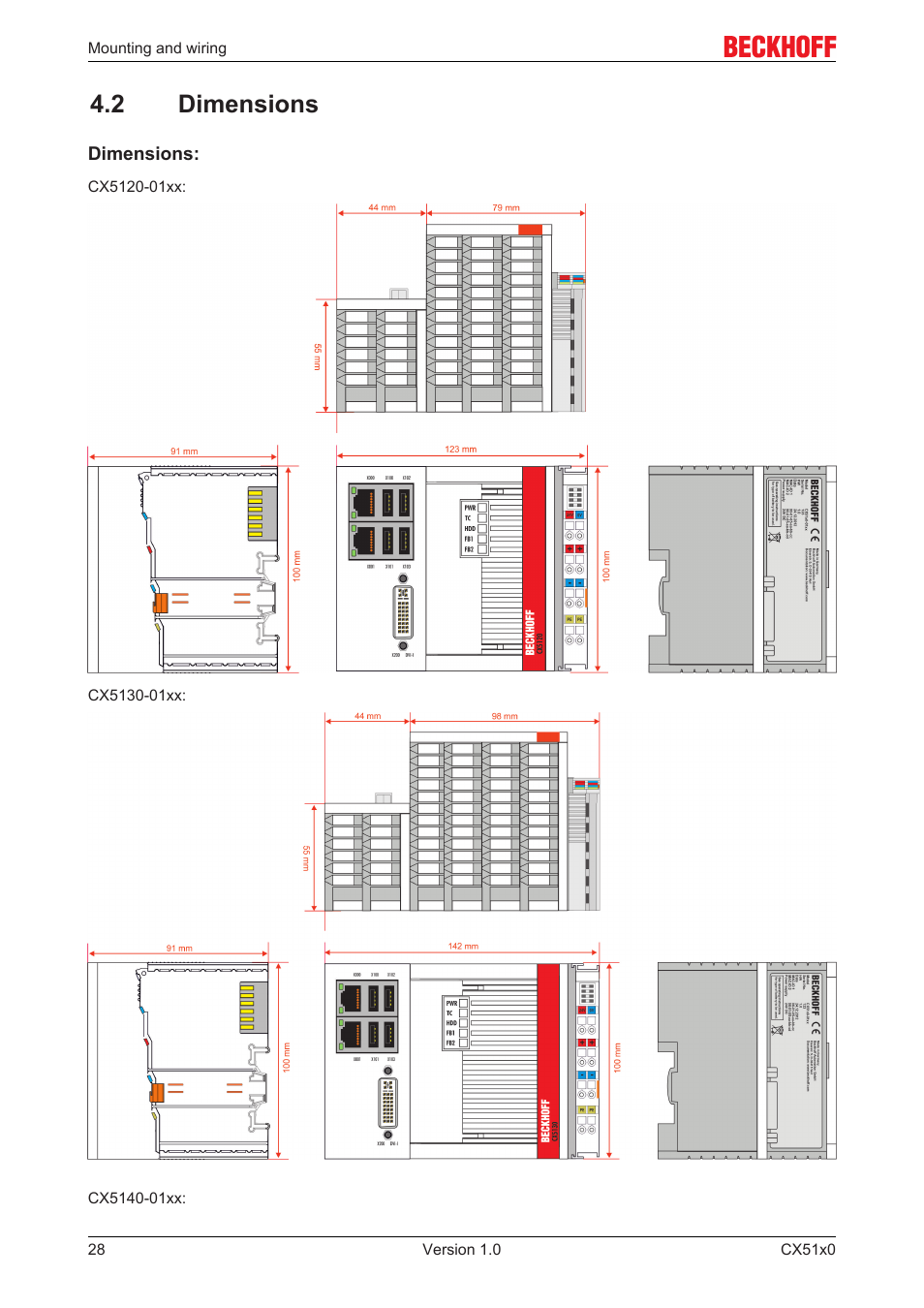 2 dimensions | BECKHOFF CX51x0 User Manual | Page 28 / 87