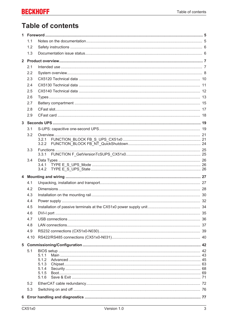 BECKHOFF CX51x0 User Manual | Page 3 / 87