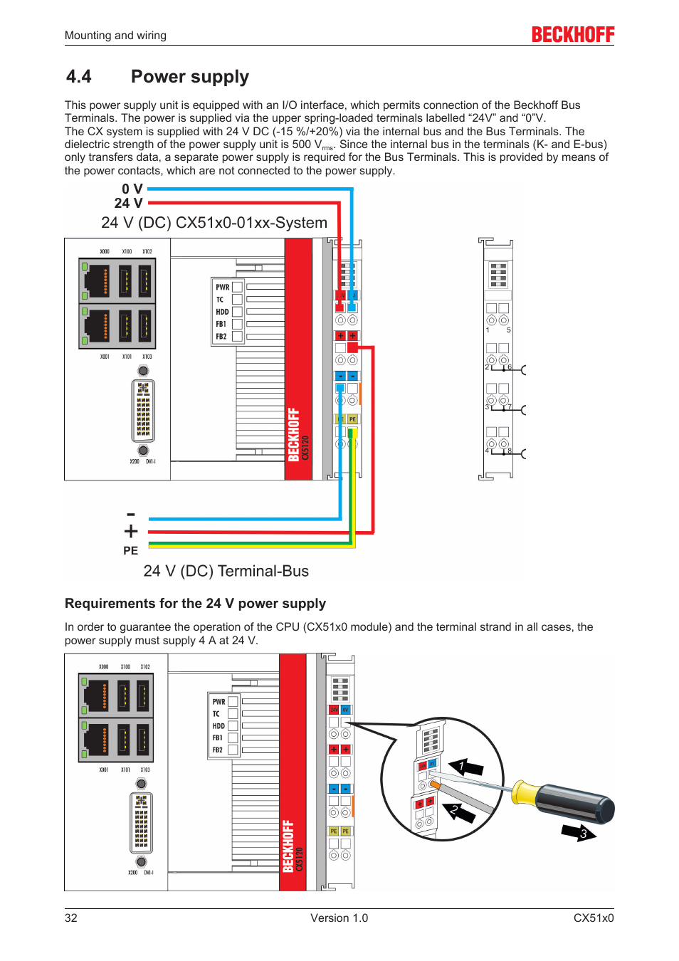 4 power supply | BECKHOFF CX51x0 User Manual | Page 32 / 87