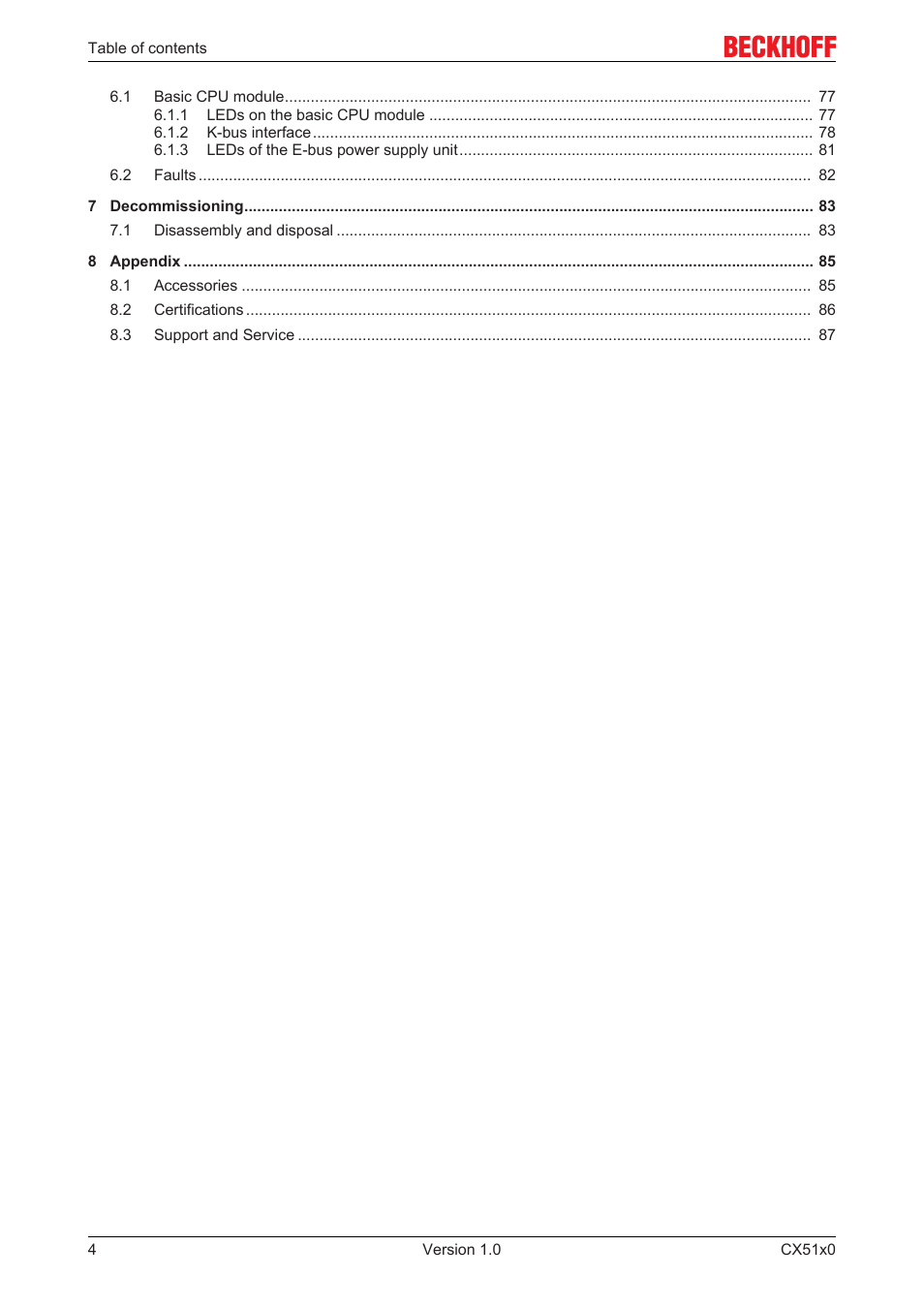 BECKHOFF CX51x0 User Manual | Page 4 / 87