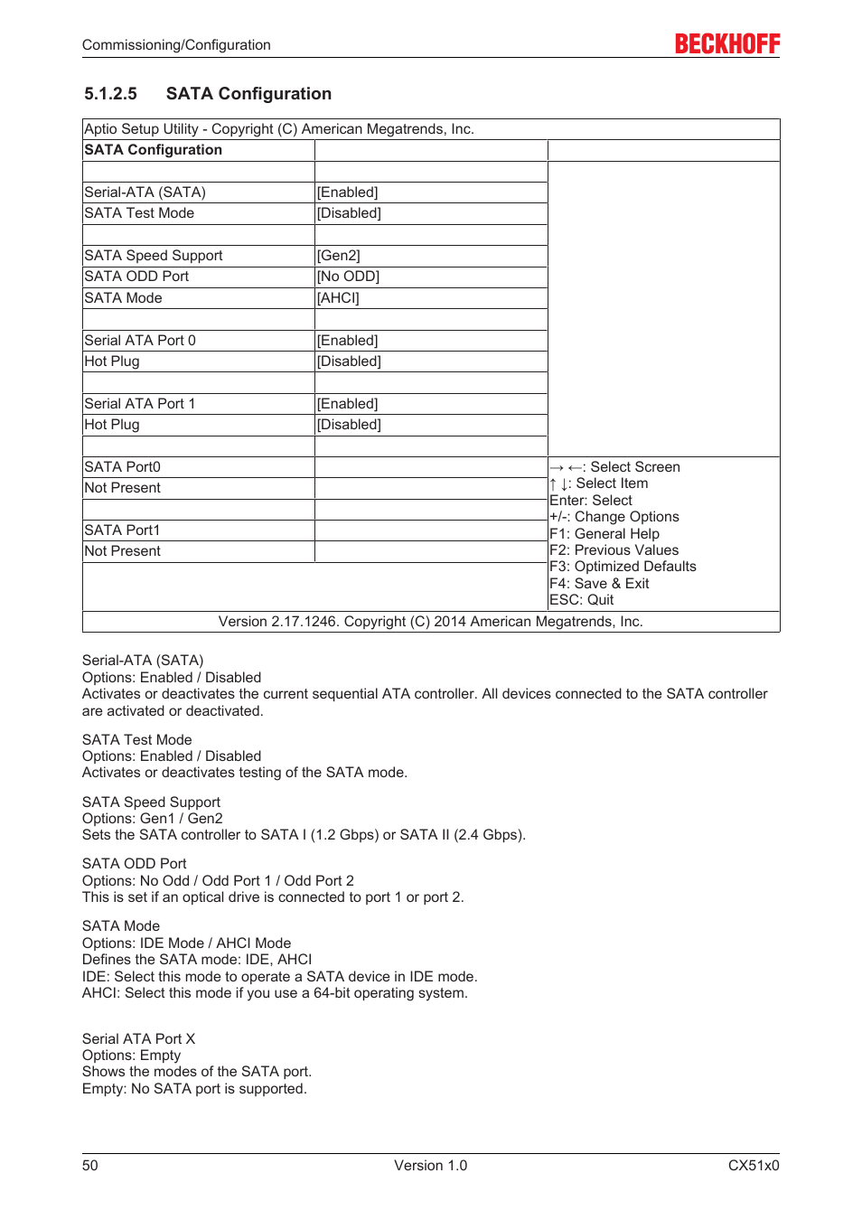 5 sata configuration | BECKHOFF CX51x0 User Manual | Page 50 / 87