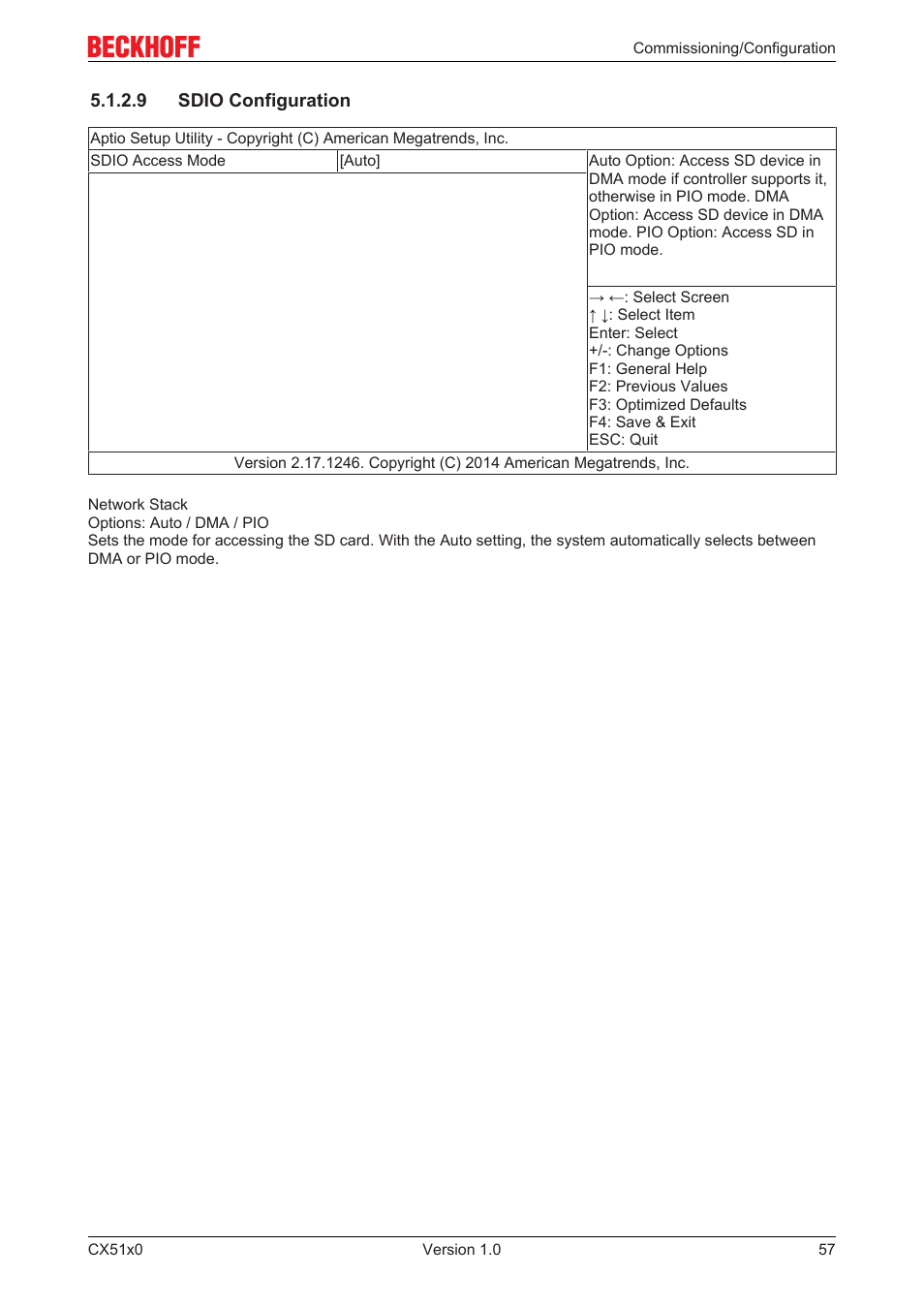 9 sdio configuration | BECKHOFF CX51x0 User Manual | Page 57 / 87