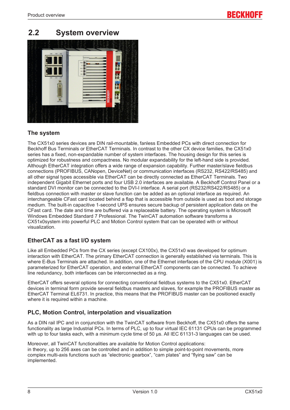 2 system overview | BECKHOFF CX51x0 User Manual | Page 8 / 87