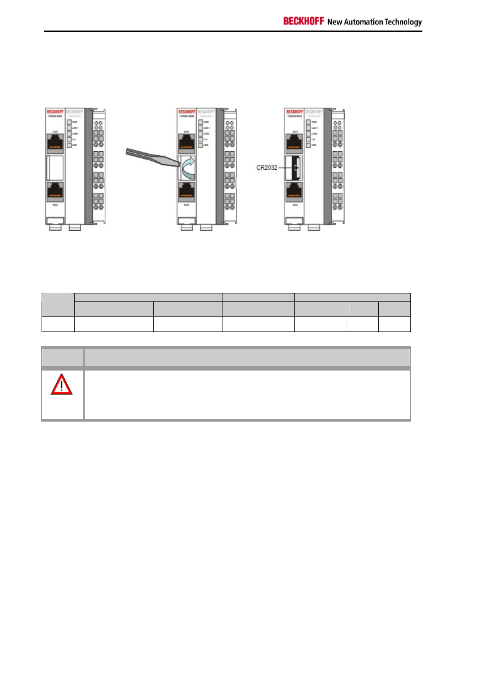 Battery compartment | BECKHOFF CX9000 User Manual | Page 22 / 61