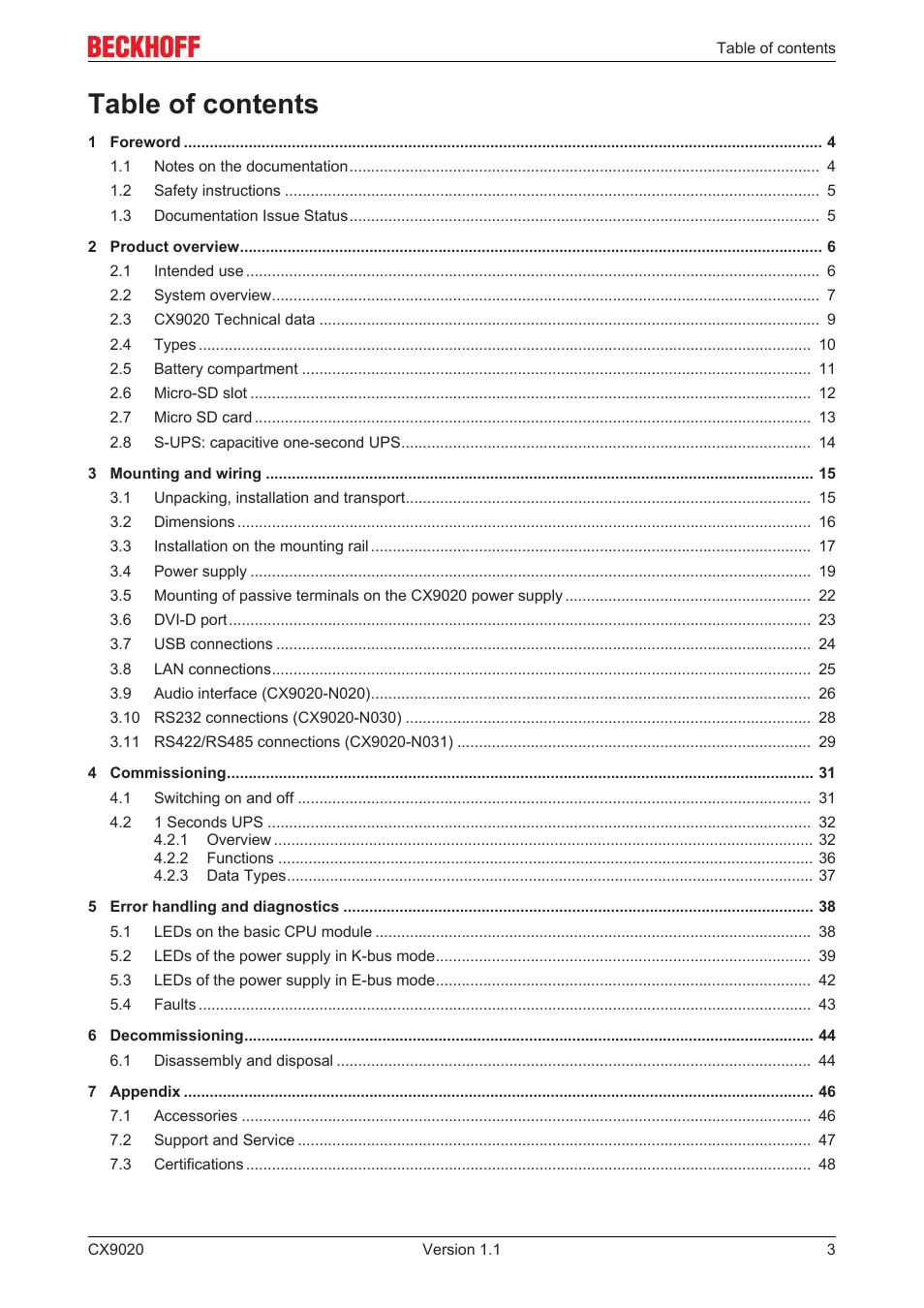 BECKHOFF CX9020 User Manual | Page 3 / 48