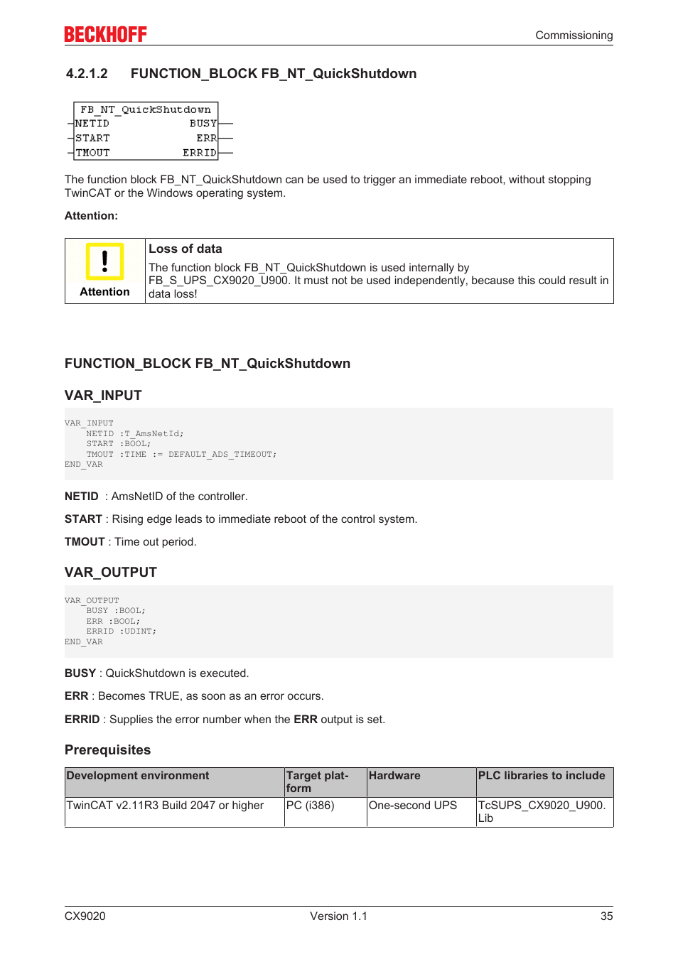 2 function_block fb_nt_quickshutdown | BECKHOFF CX9020 User Manual | Page 35 / 48