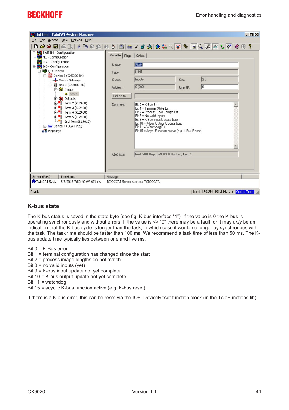 BECKHOFF CX9020 User Manual | Page 41 / 48