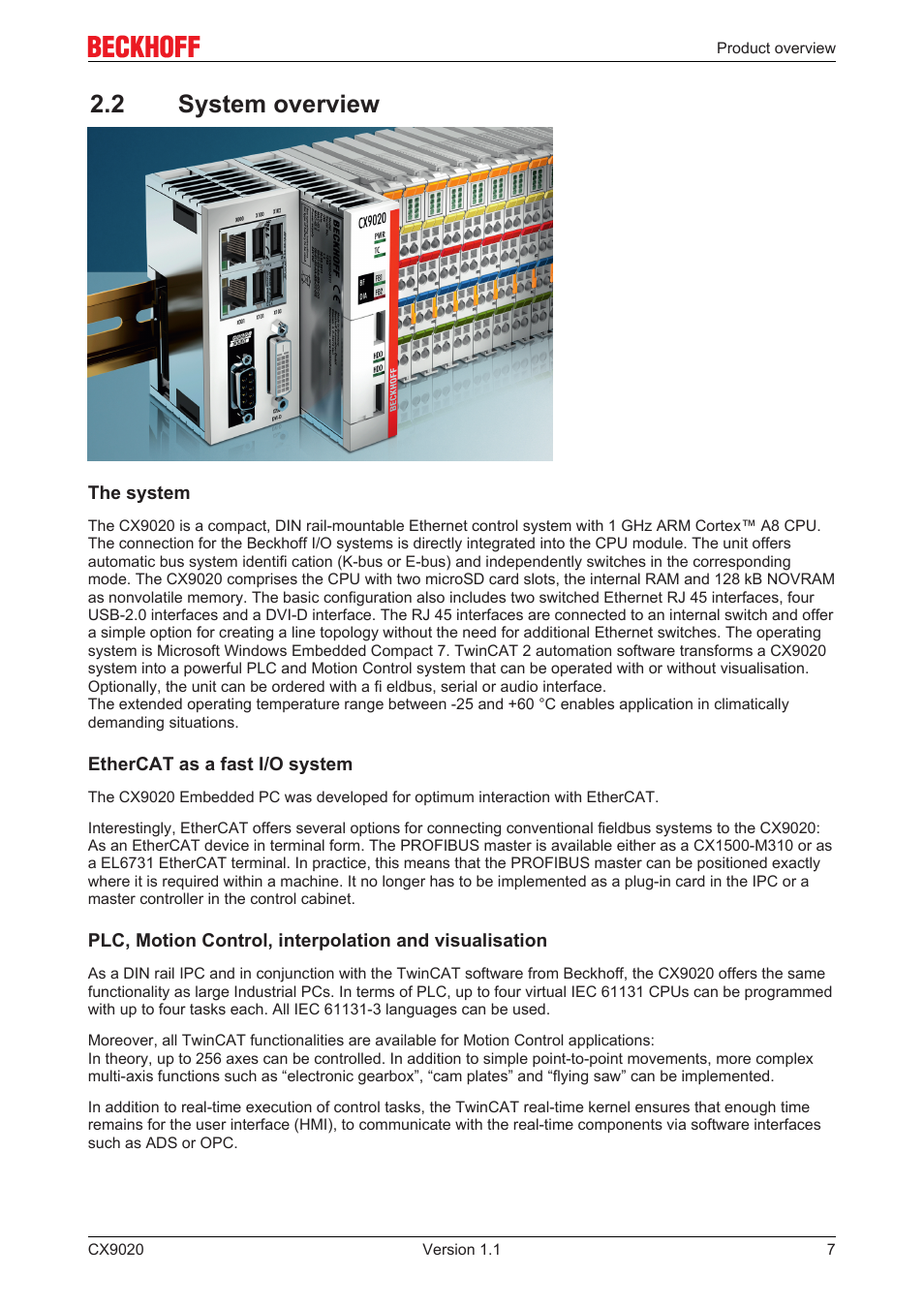 2 system overview | BECKHOFF CX9020 User Manual | Page 7 / 48