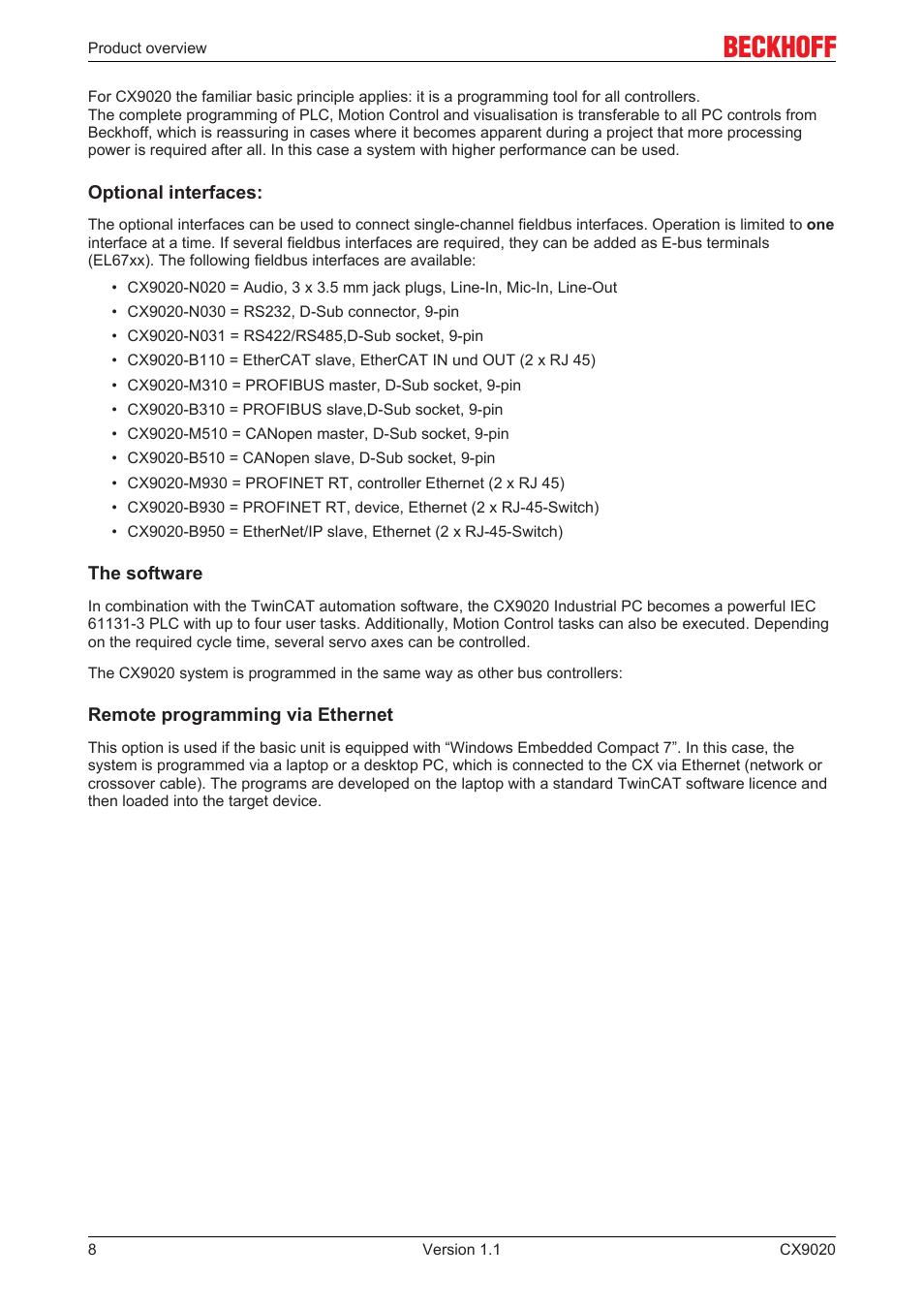 BECKHOFF CX9020 User Manual | Page 8 / 48