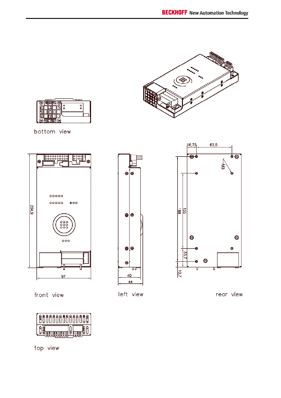 Assembly dimensions | BECKHOFF C9900-P208 User Manual | Page 18 / 20