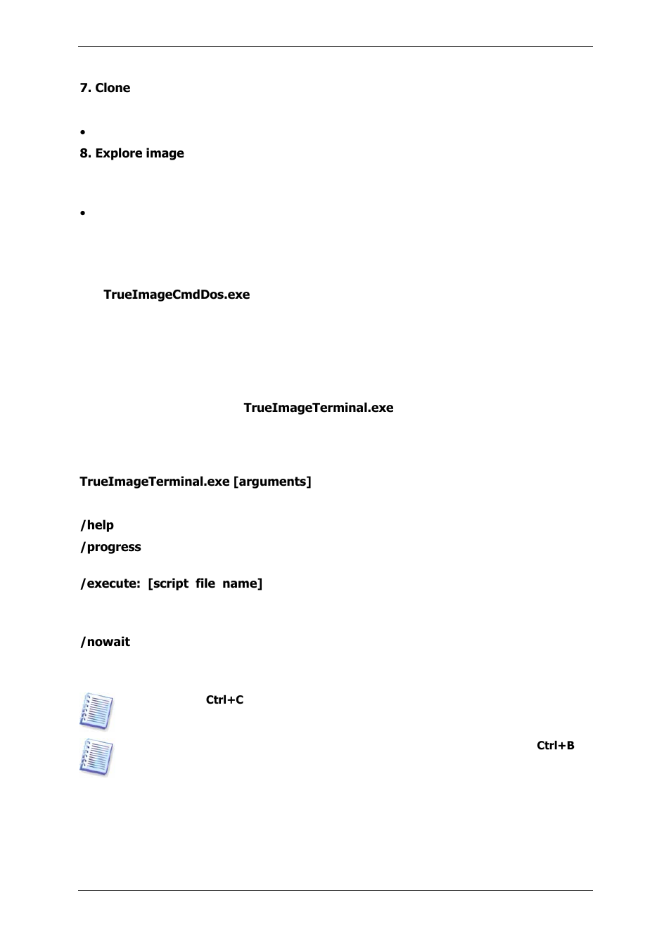 5 command-line mode usage under dos, 2 scripting, 1 script execution parameters | 2 script structure | Acronis True Image 9.1 Enterprise Server - User Guide User Manual | Page 113 / 115