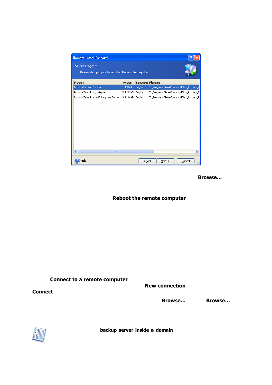 3 managing a single remote computer, 1 connecting to a remote computer | Acronis True Image 9.1 Enterprise Server - User Guide User Manual | Page 29 / 115