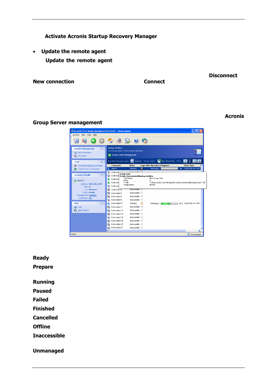 4 managing groups of computers, 1 group server management | Acronis True Image 9.1 Enterprise Server - User Guide User Manual | Page 32 / 115