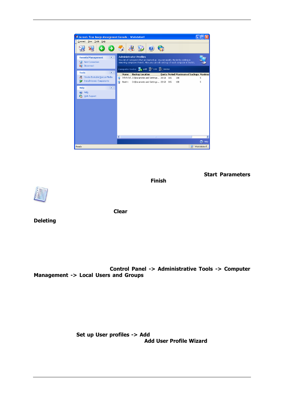 3 adding users and administrators to, Acronis backup server database | Acronis True Image 9.1 Enterprise Server - User Guide User Manual | Page 39 / 115