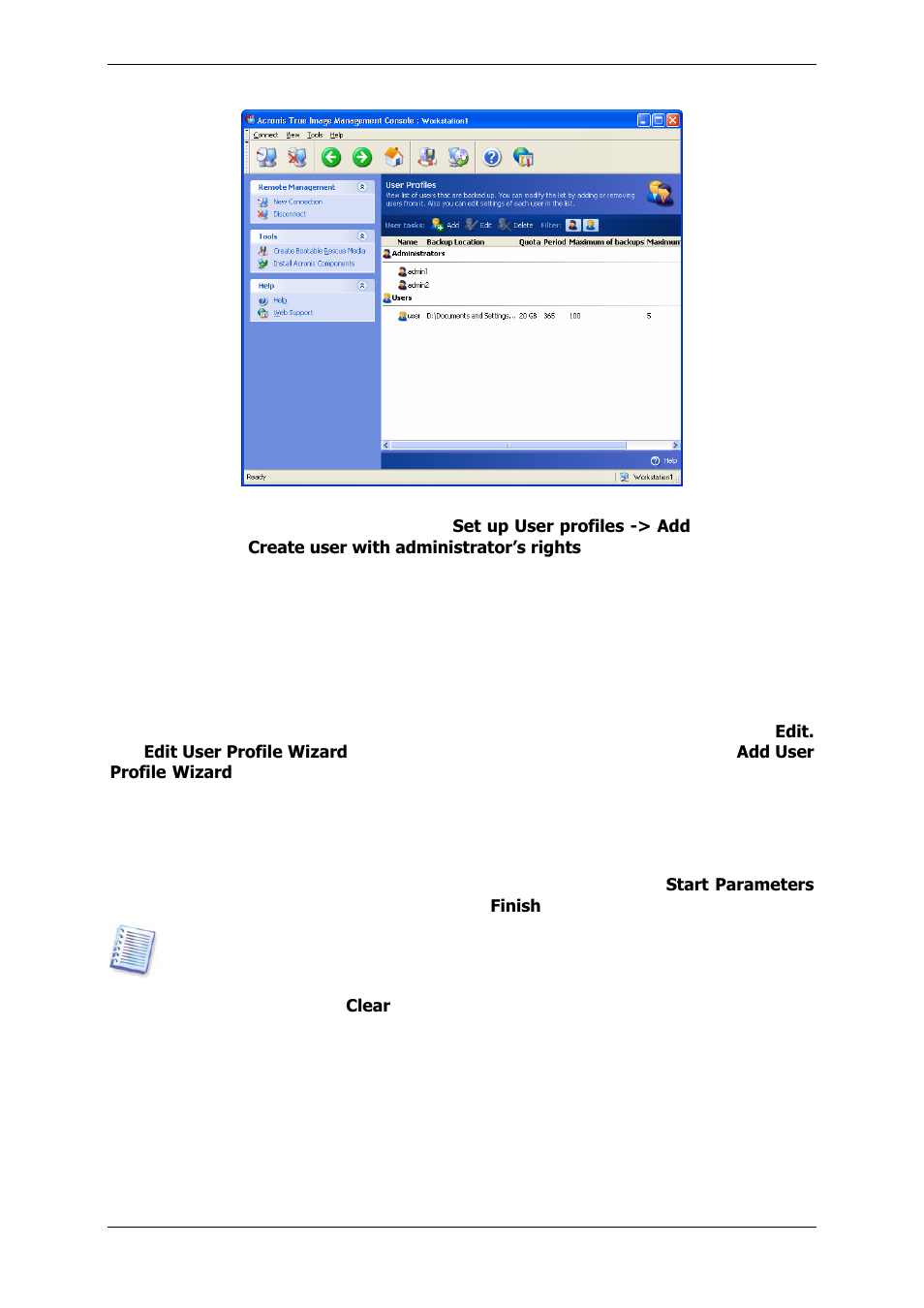 4 changing user profiles | Acronis True Image 9.1 Enterprise Server - User Guide User Manual | Page 40 / 115