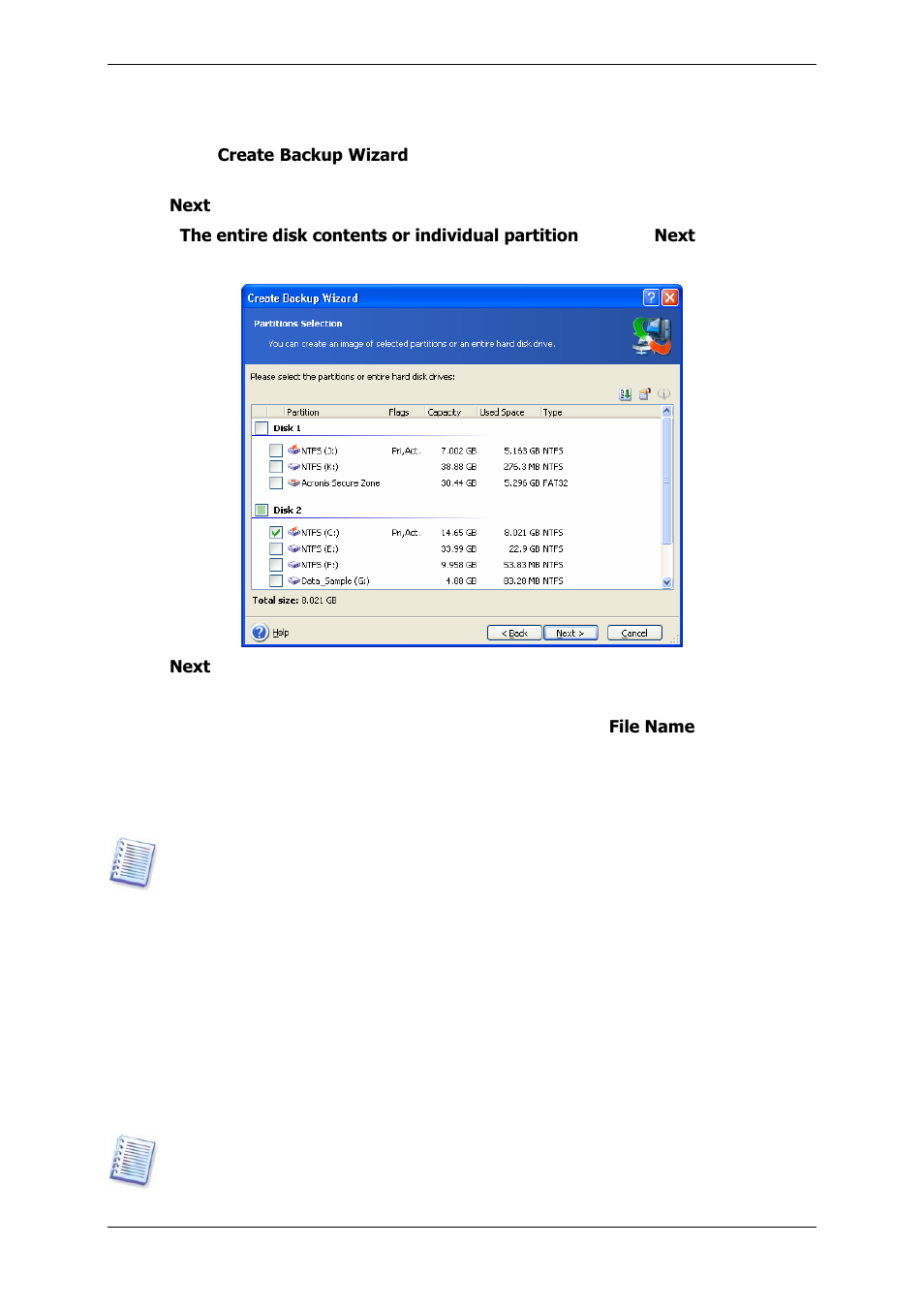 2 backing up disks and partitions (image backup), Backing up disks and partitions (image backup) | Acronis True Image 9.1 Enterprise Server - User Guide User Manual | Page 51 / 115