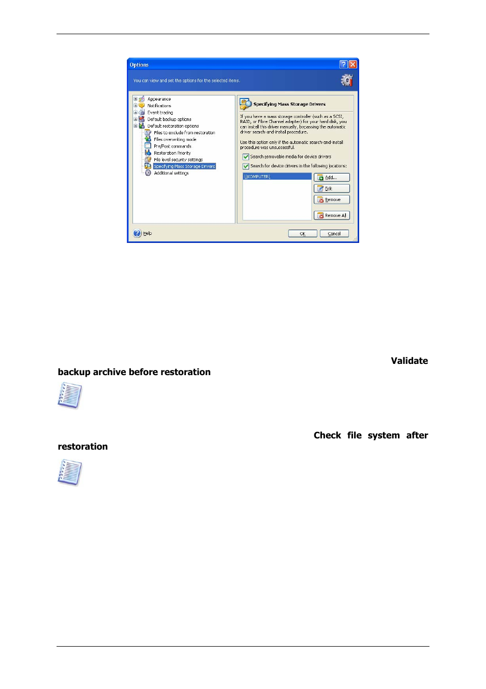 7 additional settings | Acronis True Image 9.1 Enterprise Server - User Guide User Manual | Page 71 / 115