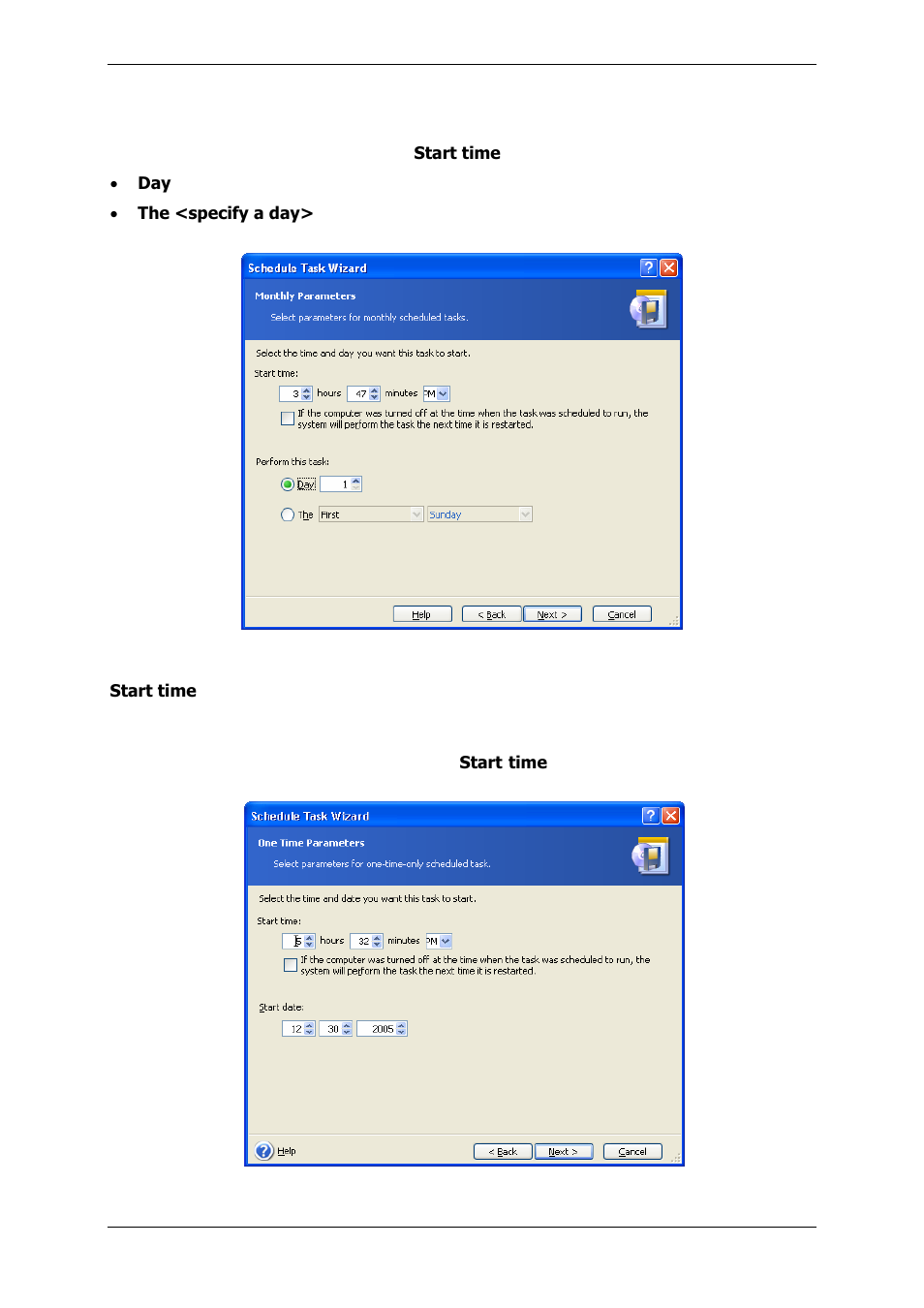 3 setting up monthly execution, 4 setting up one-time execution | Acronis True Image 9.1 Enterprise Server - User Guide User Manual | Page 75 / 115