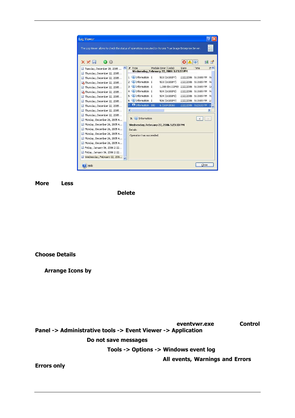 4 event tracing, 1 windows event log | Acronis True Image 9.1 Enterprise Server - User Guide User Manual | Page 87 / 115