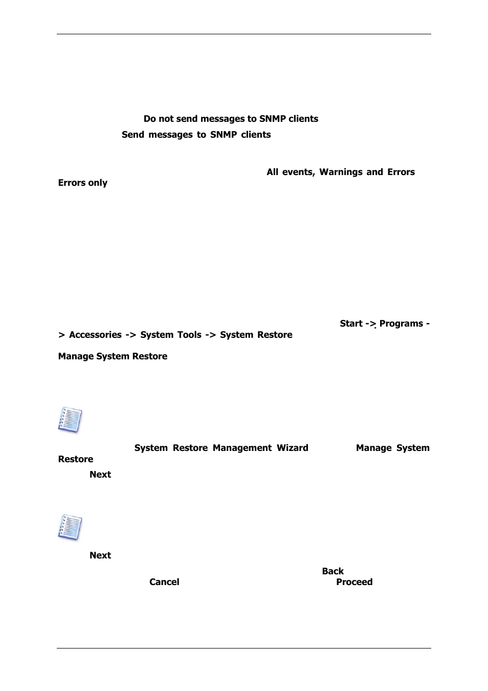 2 snmp notifications, 5 managing system restore | Acronis True Image 9.1 Enterprise Server - User Guide User Manual | Page 88 / 115