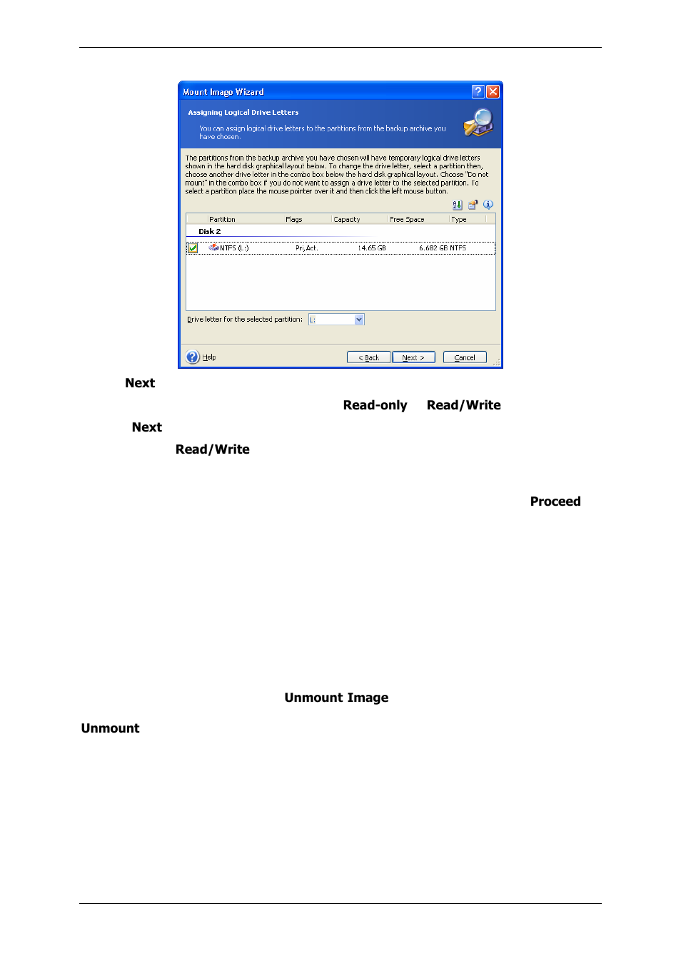 2 unmounting an image, Unmounting an image | Acronis True Image 9.1 Enterprise Server - User Guide User Manual | Page 92 / 115