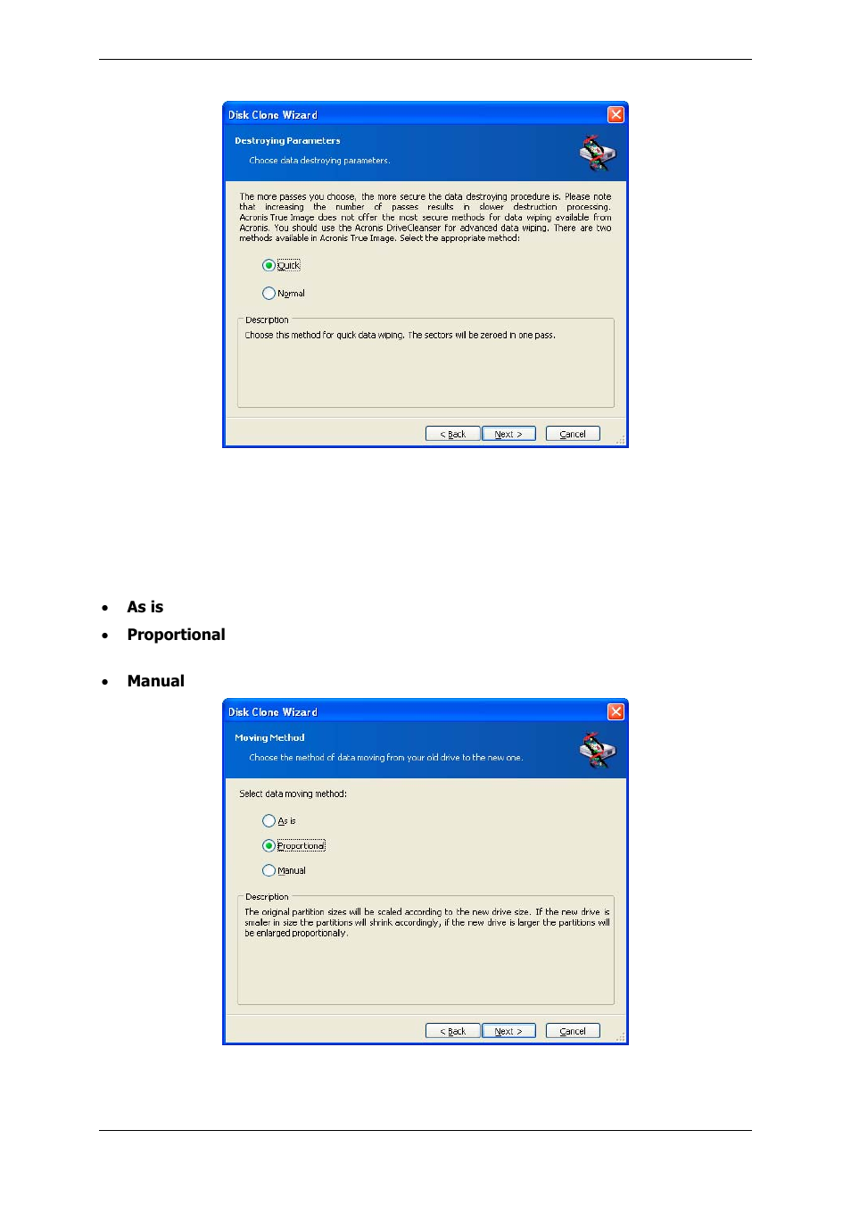 8 selecting partition transfer method | Acronis True Image 9.1 Enterprise Server - User Guide User Manual | Page 98 / 115