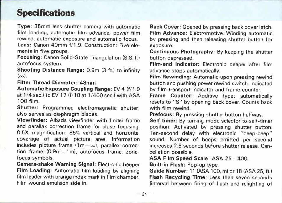 Canon AF 35 ML User Manual | Page 26 / 43